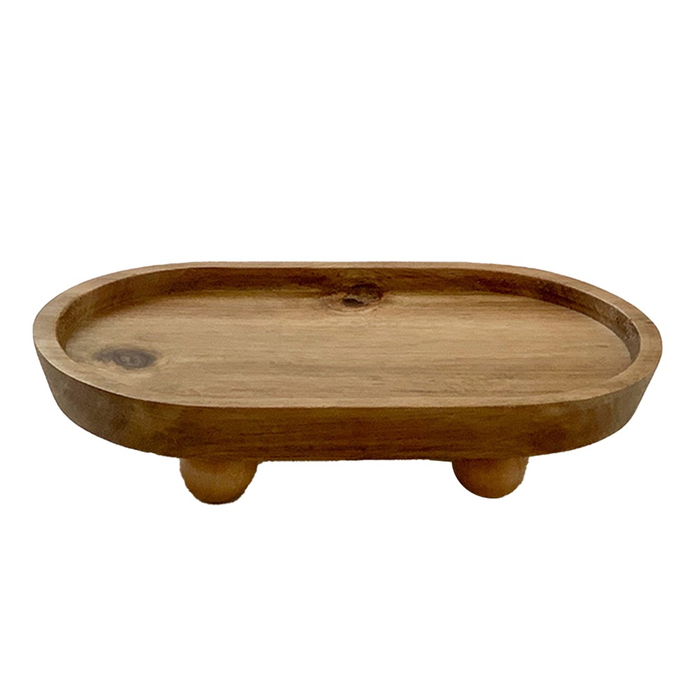 Display Risers Set - Bandeja Decorativa de Madeira Oval Elevada
